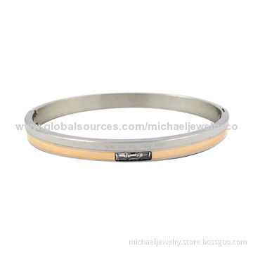 Stainless Steel Bracelets of 3pcs CZ Stones, Concise and Fashionable